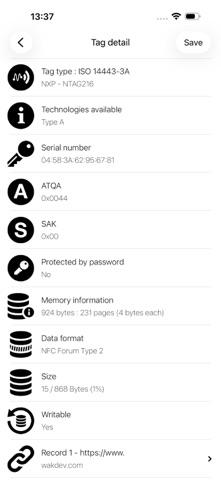 Captura 2 de NFC Tools